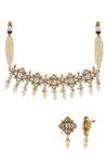 Buy Ishhaara Gold Plated Beads Floral Kundan Stone Embellished Choker Necklace Set Online at Aza Fashions Buy_Ishhaara_Gold Plated Beads Floral Kundan Stone Embellished Choker Necklace Set _Online_at_Aza_Fashions