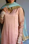 Buy_Shorshe Clothing_Pink Kurta Handwoven Chanderi Silk Hand Embroidered And Anu Anarkali & Pant Set _Online_at_Aza_Fashions