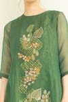 Buy_Oja_Green Handloom Silk Embroidered Applique Round Asymmetrical Tunic And Pant _Online_at_Aza_Fashions