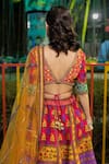 Buy_Irrau by Samir Mantri_Multi Color Dupion Printed And Hand Embroidered Floral Plunge Panelled Lehenga Set _Online_at_Aza_Fashions