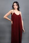 Buy_Swatee Singh_Maroon Georgette Solid Round Pleated Hem Gown _Online_at_Aza_Fashions