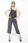 Buy_Anmol Kakad_Black Crepe Silk Strobe One Shoulder Top And Pant Set_Online_at_Aza_Fashions