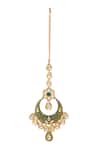Shop_Minaki_Green Metallic Thread, Diamonds Meenakari Work Necklace Set _Online_at_Aza_Fashions