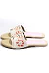 Buy_Soleart_Cream Hand Embroidered - Floral Motifs Flower Sliders _Online_at_Aza_Fashions