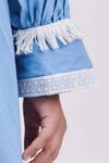 Buy_LittleCheer_Blue Cotton Rayon Lace Marshmallow Fringed Shirt Dress _Online_at_Aza_Fashions