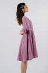 Buy_Tussah By Siddhi Shah_Purple Cotton Round Neck Cutwork Detail Dress _Online_at_Aza_Fashions