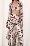 Buy_AK-OK_White Cotton Printed Abstract Jacket  Stand Collar Pant Set  _Online_at_Aza_Fashions