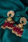 Shop_Just Shradha's_Gold Plated Artificial Stones Jhumka Chandbali Earrings _Online_at_Aza_Fashions