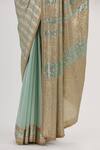 Shop_Nakul Sen_Blue Chiffon Sequin Embroidered Saree With Blouse _Online_at_Aza_Fashions