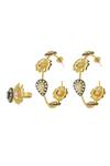 Buy_Ishhaara_Gold Plated Crystals, Stones Floral Hoop Earrings And Ring Set _Online_at_Aza_Fashions
