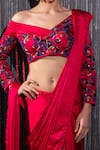 Buy_Shilpi Gupta_Fuchsia Saree  Silk Satin Lycra Nalki Pre-draped With Blouse  _Online_at_Aza_Fashions