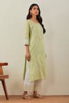 Buy_TIC_Green Cotton Embroidery Chikankari Round Rooh Kurta And Palazzo Set _Online_at_Aza_Fashions