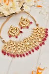 Swabhimann_Red Pearls Kundan Embellished Choker Set _Online_at_Aza_Fashions
