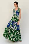 SANAM_Green Muslin Silk Floral Round Gia Pattern Maxi Dress _Online_at_Aza_Fashions