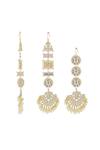 Buy_Ishhaara_Gold Plated Beads, Pearls, Stones Kundan Geometric And Floral Motif Earrings Set _Online_at_Aza_Fashions
