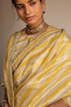 Buy_Shorshe Clothing_Yellow Handloom Tissue Woven Stripe Pattern Saree _Online_at_Aza_Fashions