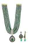 Buy_Ishhaara_Green Diamonds, Stones American Embellished Necklace Set _Online_at_Aza_Fashions