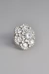Buy_Gwacy_Silver Plated Zirconia Floral Solitaire Ring _Online_at_Aza_Fashions