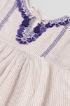 Byb Premium_Beige Cotton, Lurex Embroidery Striped Top _Online_at_Aza_Fashions