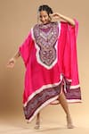 Buy_Etasha by Asha Jain_Purple Gajji Silk Embroidered Bandhani Round Embellished Pattern Kaftan _Online_at_Aza_Fashions