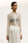 Buy Urvashi Kaur Off White Linen Collared Eclipse Tailored Sheer Shirt Online at Aza Fashions Buy_Urvashi Kaur_Off White Linen Collared Eclipse Tailored Sheer Shirt _Online_at_Aza_Fashions