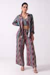Buy Label Shreya Sharma Multi Color Linen Embroidery Collared Ikat Print Jacket And Pant Set Online at Aza Fashions Buy_Label Shreya Sharma_Multi Color Linen Embroidery Collared Ikat Print Jacket And Pant Set_Online_at_Aza_Fashions