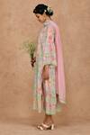 Buy_Ekavira_Pink Chanderi Printed Floral V Neck Kurta Set _Online_at_Aza_Fashions