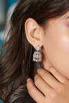 Curio Cottage_Diamante Trinket Mini Cubic Zirconia Jhumka Earrings_Online_at_Aza_Fashions