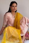 Buy_Shorshe Clothing_Pink Handloom Mulberry Silk And Chanderi Placement Hand & Kurta With Pant _Online_at_Aza_Fashions