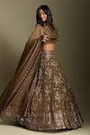 Buy_Two Sisters By Gyans_Brown Georgette Embroidered Sequin And Resham Thread Work V Lehenga Set _Online_at_Aza_Fashions