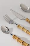Buy_Table Manners_Silver Stainless Steel/wood Bamboo Cutlery Set_Online_at_Aza_Fashions