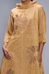 Buy_Taika By Poonam Bhagat_Gold , Silk Embroidery Collared Dress _Online_at_Aza_Fashions