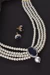 Buy_Swabhimann_Blue Zari, Pearls Embellished Necklace Set _Online_at_Aza_Fashions