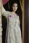 Buy_Raiman_Green Cotton Embroidered Floral Round Thread Kurta And Pant Set  _Online_at_Aza_Fashions