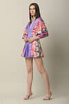 Buy_Limerick by Abirr N' Nanki_Multi Color Habutai Silk Printed V Neck Arden Draped Playsuit  _Online_at_Aza_Fashions