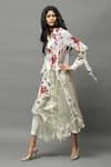 Buy_AK-OK_Ivory Satin Silk Floral Print Ruffle Shirt Dress_Online_at_Aza_Fashions