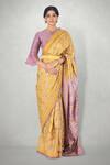 Shop_I am Design_Yellow Silk Ikat Ombre Saree _Online_at_Aza_Fashions