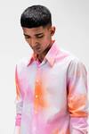 Buy_Genes Lecoanet Hemant_Orange Cotton, Poplin Embroidery Ombre Shirt_Online_at_Aza_Fashions