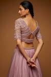 Buy_Neeta Lulla_Purple Organza, Tulle Embroidery, Pearls, Placement Floral Bloom Lehenga Set _Online_at_Aza_Fashions