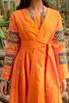 Buy_Kacha Tanka_Orange Dupion Art Silk And Cotton Satin Hand Embroidery Work Jacket Skirt Set _Online_at_Aza_Fashions