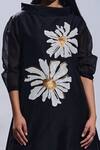 Buy_Taika By Poonam Bhagat_Black Chanderi Embroidered Hand Sequinned Petals Collared Neck Tunic And Pant Set _Online_at_Aza_Fashions