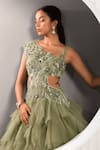 Buy_Jade By Ashima_Beige Dupion Embroidery Floral Asymmetric Rue Bodice Ruffle Gown _Online_at_Aza_Fashions