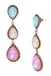 Buy_Ishhaara_Multi Color Crystals Layered Tear Drop Shaped Earrings _Online_at_Aza_Fashions