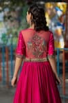 Buy_Irrau By Samir Mantri_Pink Chanderi, Chiffon Embroidery, Sequins, Cut Anarkali With Printed Dupatta _Online_at_Aza_Fashions