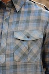 Buy_Raw & Rustic by Niti Bothra_Blue 60 Lea Checkered Linen Kurta Shirt _Online_at_Aza_Fashions