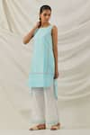 Buy_TIC_Blue Cotton Embroidered Chikankari Round Kurta Palazzo Set _Online_at_Aza_Fashions