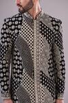 Buy_Kasbah_Black Velvet, Cotton Embroidery Sherwani Set _Online_at_Aza_Fashions