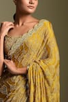 Buy_Two Sisters By Gyans_Yellow Blouse Piece Satin Embellished Sequins Crystal And Zari Saree With Pc _Online_at_Aza_Fashions