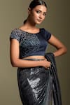 Buy_Two Sisters By Gyans_Black Georgette Sequin Embellished Sheeting Saree With Blouse_Online_at_Aza_Fashions