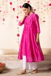 Buy_Marche_Pink Cape  Chanderi Round Paneled And Pant Set _Online_at_Aza_Fashions